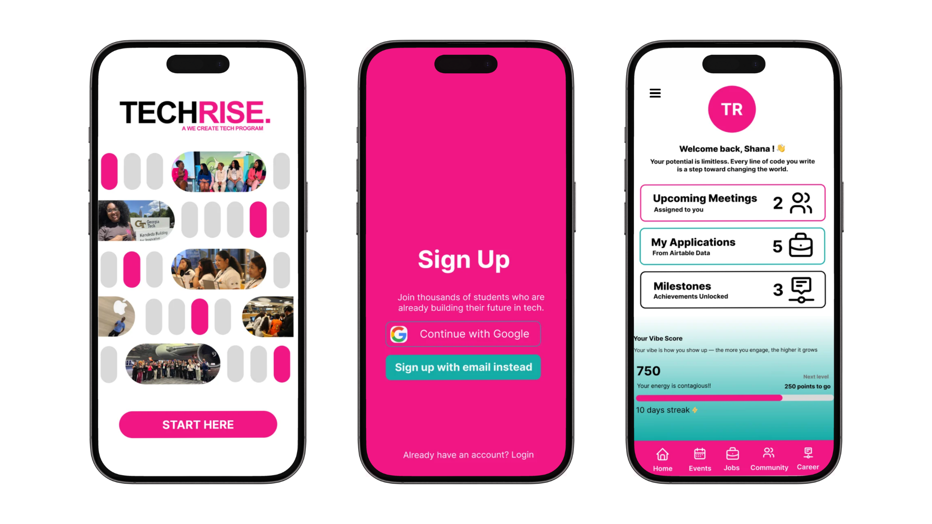 TechRise case study screens